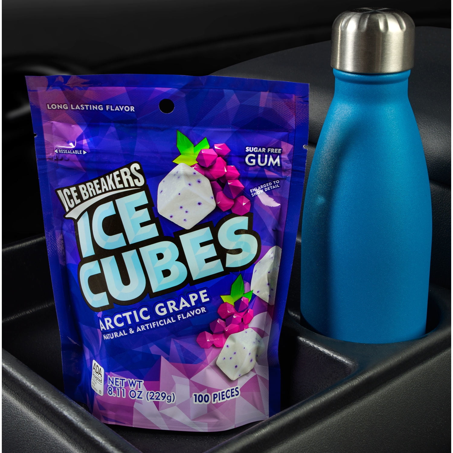 ICE BREAKERS ICE CUBES Snowman Candy Cane Sugar Free Gum, 2.6 oz bottle, 32  pieces