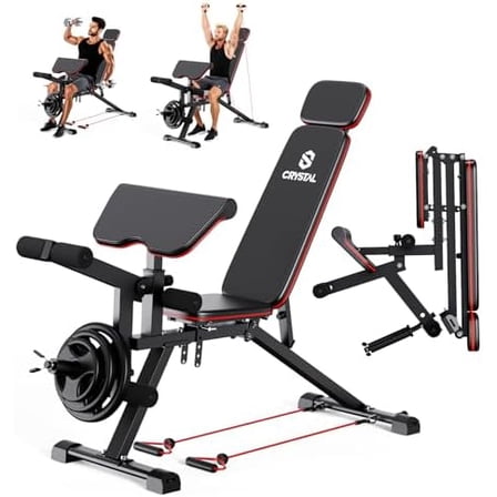 Adjustable Weight Bench, Professional Workout Bench with Leg Extension and Leg Curl, Heavy Duty Benches with Resistance Bands, Full Body Strength Training for Home Gym$$Sport & Recreation Other