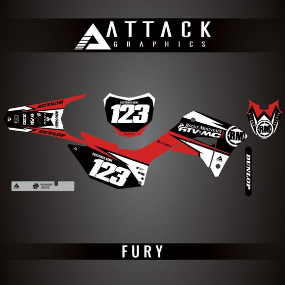 Attack Graphics Custom Fury Complete Bike Graphics Kit for Honda CRF250F 2024