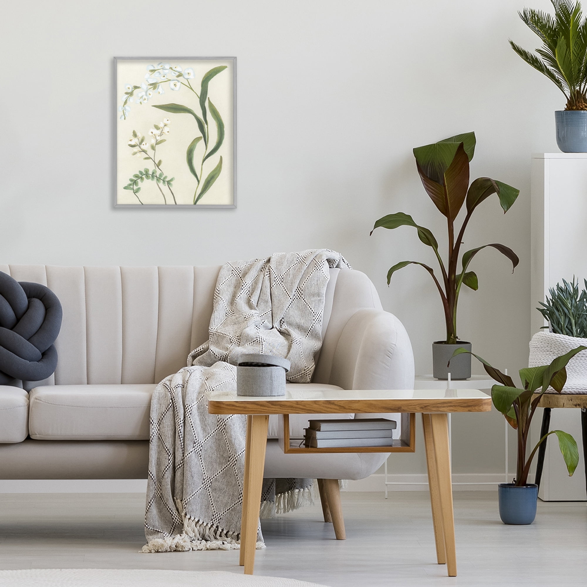 Stupell Industries Neutral Snowdrop Stems Gray Framed Giclee Art, design by June Erica Vess