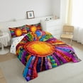 thumbnail image 3 of Manfei Colorful Geometric Stripe Full Size Comforter Sets,Vintage bohemian Line Bedding Comforter Set,Boho Exotic Style Bedding Sets For Men Women,Ultra Soft Home Decor Reversible,3 Pieces, 3 of 8
