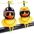 thumbnail image 1 of Adornos de goma para el salpicadero del coche, 2 uds., pato amarillo, bocinas de bicicleta con casco de hélice, 1 of 5