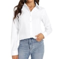thumbnail image 2 of White Womens Tops Womens Long Sleeve Tops Collared V Neck Shirts Lightweight Sweatshirt 2025 Fall Fashion Clothes Going Out Tops for Women, 2 of 6