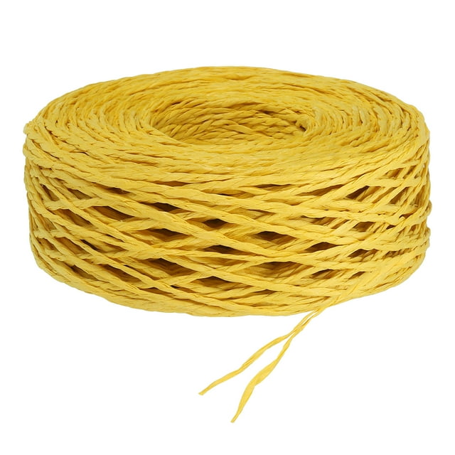 Unique Bargains 1 Roll Raffia Ribbon, 109 Yard Paper Twine String for Festival Gifts Wrapping, Yellow