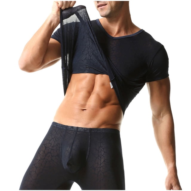 zfhfof T-Shirt de Dessous Extensible Transparent pour Homme à Manches Courtes Col en V Ajusté Gaine sous-Vêtement Chemise pour Homme