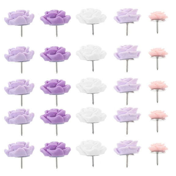 SEWCHICS 40Pcs Multi Function Rose Shaped Thumb Tacks Convenient Pushpins for Map and Photo Wall