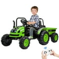 thumbnail image 2 of Luku 12V Kids Tractor with Trailer, Remote Control, Music, LED Lights, Electric Vehicle Toy, Green, 2 of 7