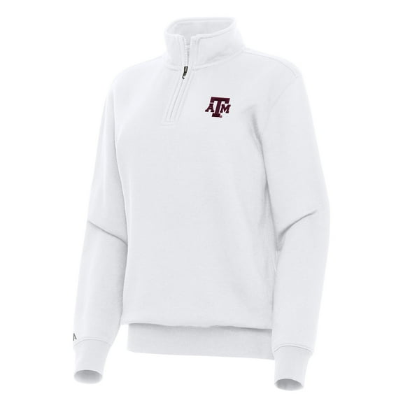 Women's Antigua White Texas A&M Aggies Victory Quarter-Zip Sweatshirt
