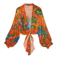 thumbnail image 2 of Fznquz Chiffon Cardigan Sweaters for Women Lightweight Sweater Shrugs Cover Up Graphic Tie Front Bolero Womens Clothes, 2 of 6