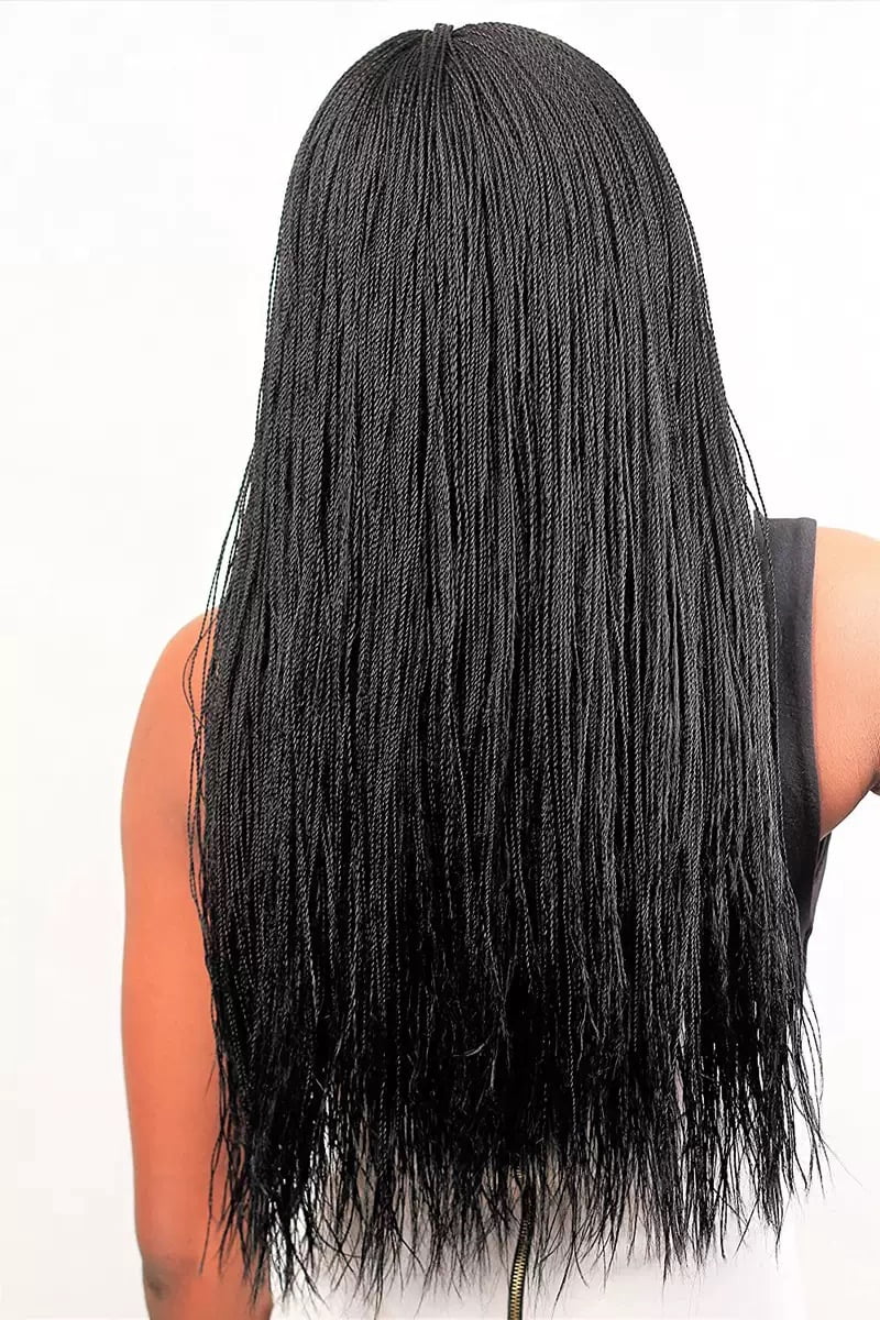 African Braided Wigs Black Micro Braided Wigs Light No Lace Wigs For Women Wear  22inch