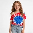 thumbnail image 4 of Girls 4th of July Off Shoulder Patriotic Tie Dye Top American Flag Stars Red White Blue Multicolor Short Sleeve Summer Casual Shirt for Kids,Size 11 T, 4 of 9