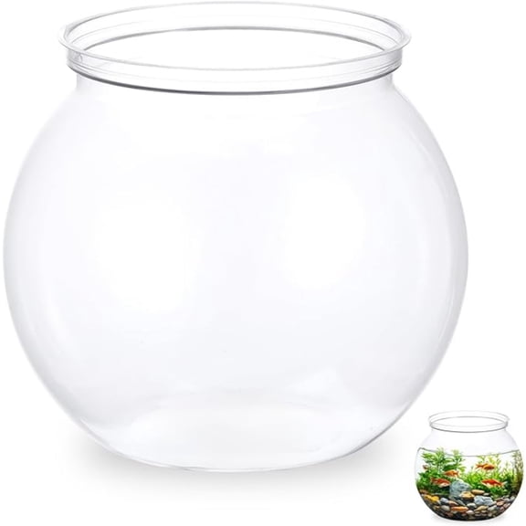 Plastic Fish Bowl Mini for Aquarium and Office Decoration 27 Oz