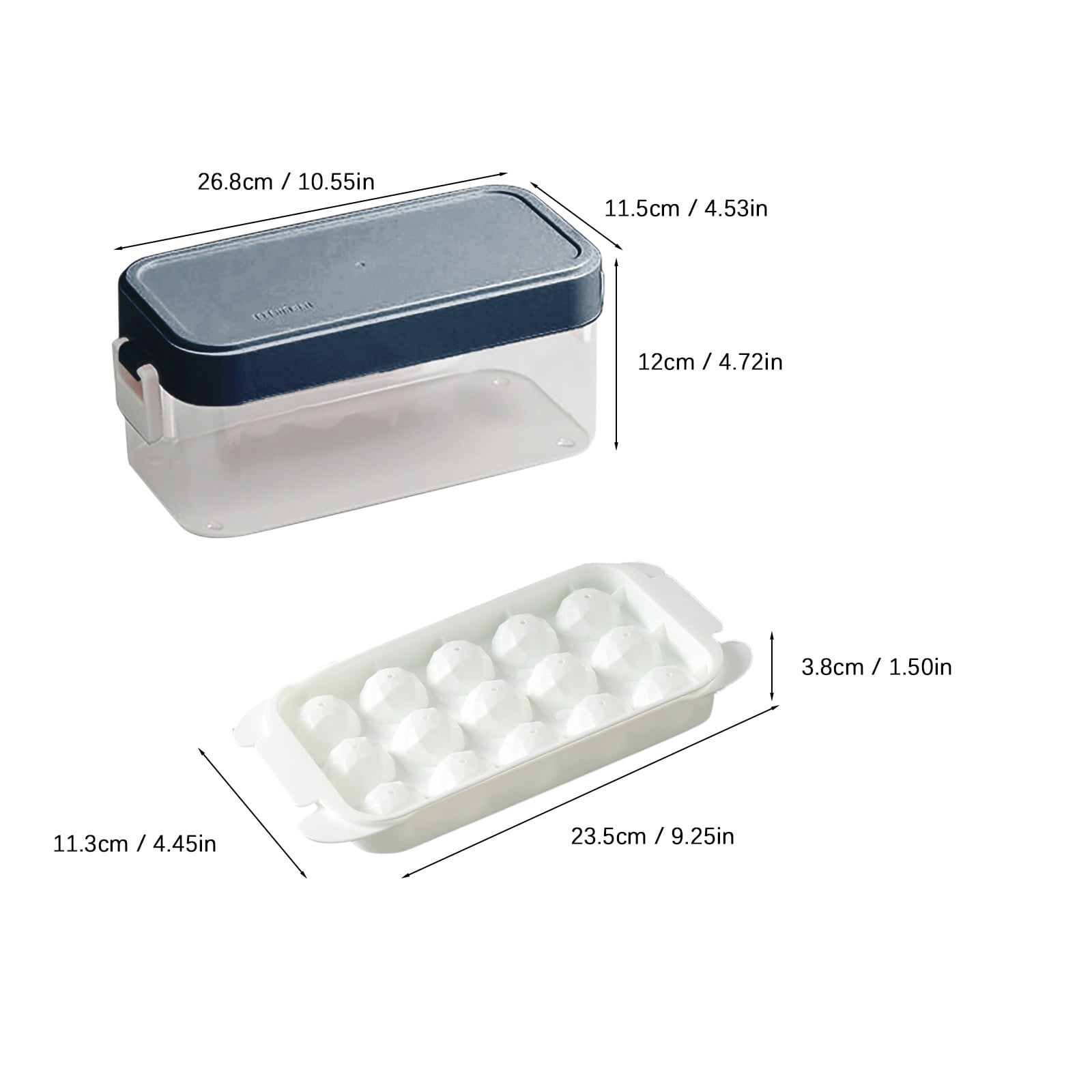 Press Type Ice Cube Touch Tool,28Pieces Single Layer Silicone Ice Tray with Lid and Storage Box Easy Release Container Scoop Square Ice Tray