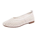 thumbnail image 3 of Domzle Mesh Ballet Flats for Women Slip On Round Toe Comfy Casual Office Ballerina Flat Shoes Breathable Comfortable Round Toe Pull-On Shoes White, 3 of 7