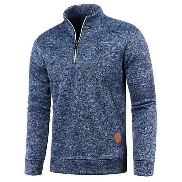 fartey Fleece Sweatshirt for Men Stand Collar Quarter Zip Pullover Top Long Sleeve Solid Cozy Sweater Shirt