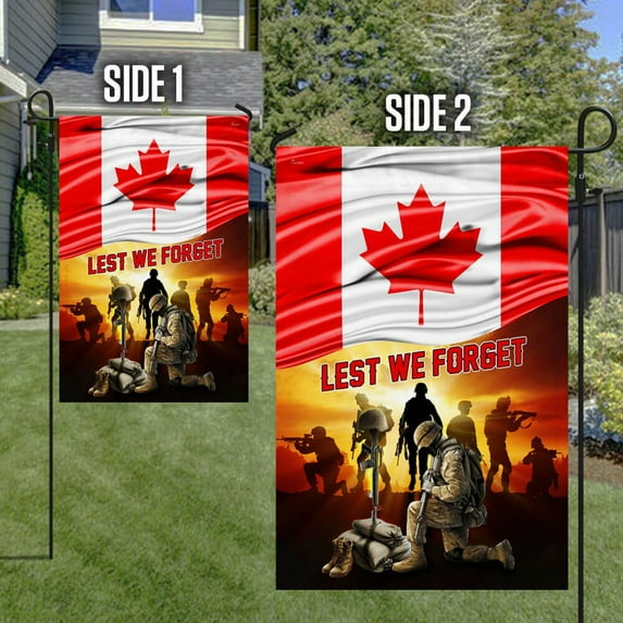 FLAGWIX US Flag - Lest We Forget Veteran Remembrance Poppy Canadian Flag THB3691Fv1 - Garden Flag (11.5" x 17.5")