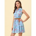 thumbnail image 4 of Día de San Patricio Vestido Sin Mangas Con Cinturón Estampado Por Encima De La Rodilla Con Media Tapeta Para Mujer Azul celeste M, 4 of 6