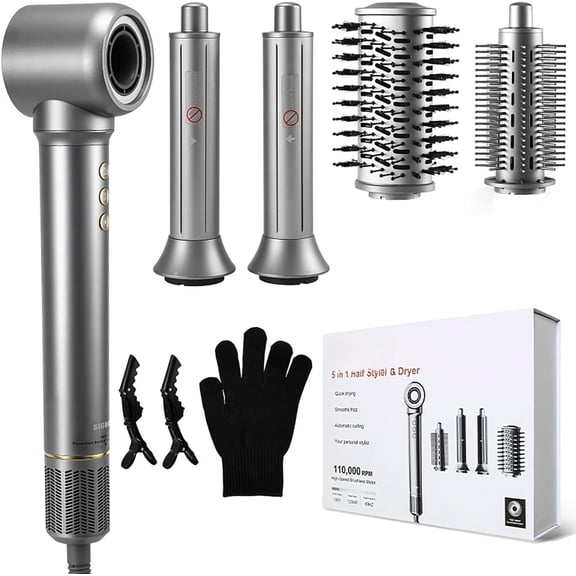 5 in 1 Hair Dryer Brush Set,Professional Blow Dryer Brush, Hot Air Styler Wrap for Women,Multi Stylers - Volumize,Curl,Straighten,Frizz-Free,No Heat