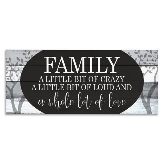 Stupell Industries Rustic Lodge Funny Loud Crazy Family Phrase Canvas Art, 24 x 10, by Kim Allen