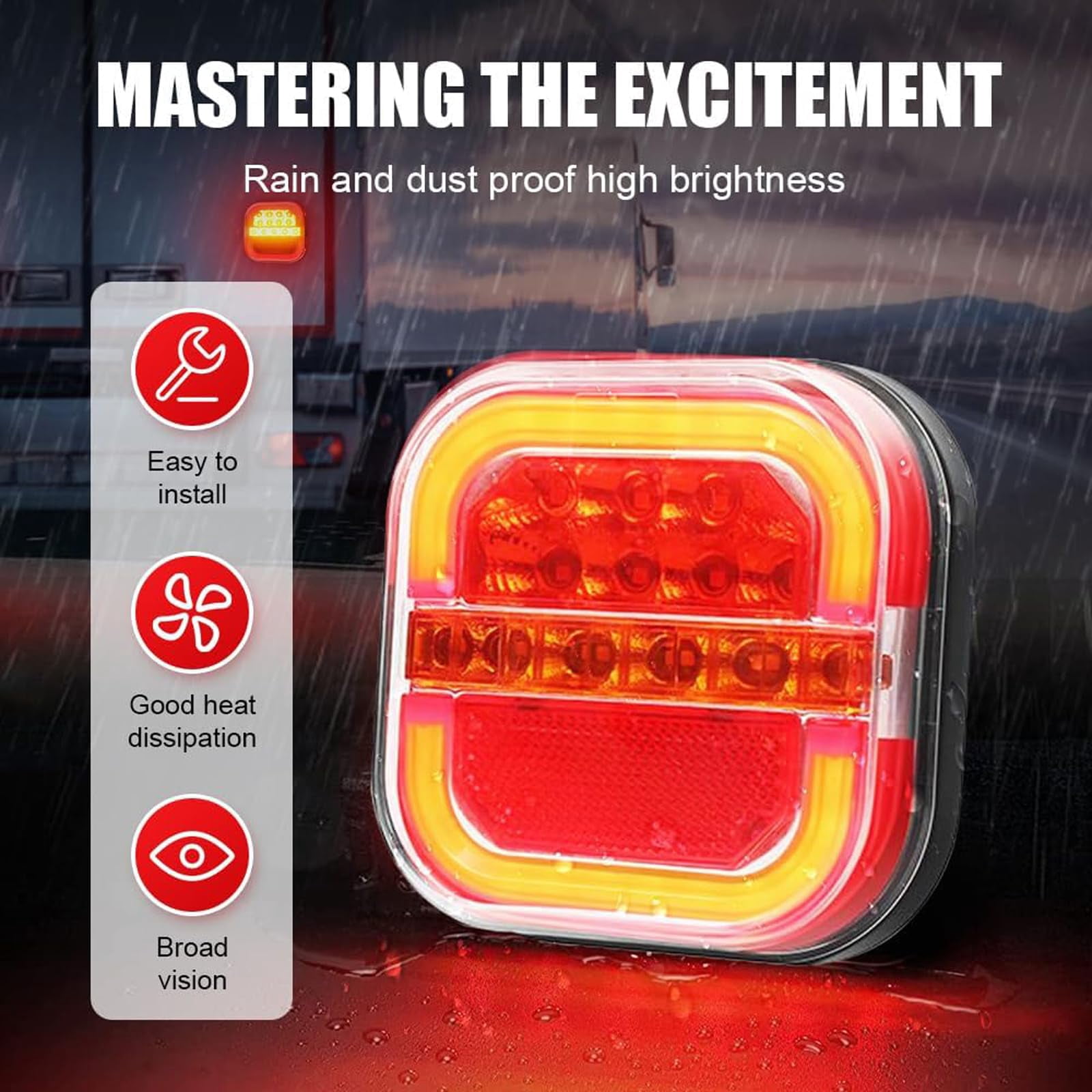 Trendfetchus Wireless Tail Lights, Car LED Trailer Lights, Wireless Magnetic Taillights, Magnetic Tail Lights for Trailers, Bluetooth Trailers Lights, 2-in-1 Warning/Lighting
