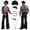 Colourful, variant on 70s Disco Costume for Men 6 Pcs Dance Bell Bottom Pants Retro Shirts Wigs Sunglasses Necklace Shirts for Disco Party (Black,L)