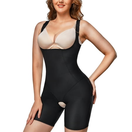 

Eleady Women Shapewear Tummy Control Faja Full Body Shaper Bodysuit High Waist Trainer Thigh Slimmer Butt Lifter(Black X-Large)