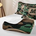 thumbnail image 4 of meiyoeat Camo Letter M Twin Quilt Set for Boys, Vintage Camouflage Twin Coverlet Set for Bedroom, Green, 2-Piece, 4 of 7