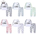 thumbnail image 2 of Conjuntos de pijamas personalizados para el día de Pascua de manga larga para niños y niñas, ropa de dormir cómoda y encantadora con estampado en forma de conejo y corazones, añade tu texto, 2 of 4