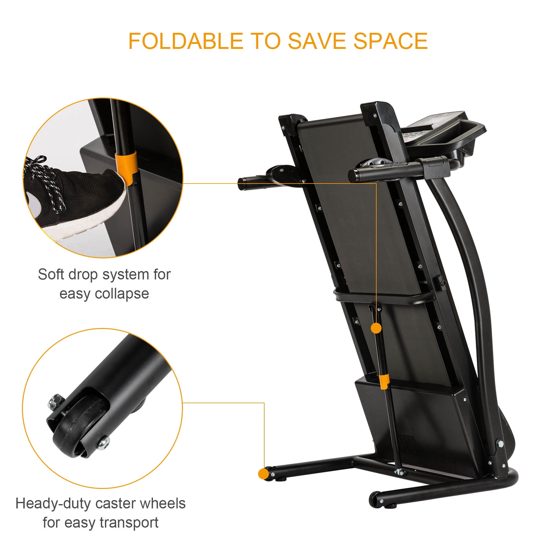 Foldable Quiet Electric Treadmill Manual Incline Motorized Running Machine for Home with LED Display, Heart Rates Monitoring, Emergency Stop, Miles Track, 300Lb. Load Capacity