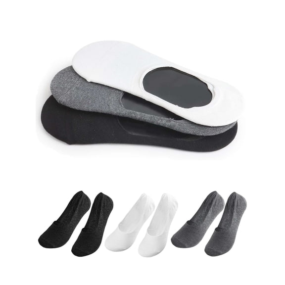 PULLIMORE 3 Pairs Mens No Show Socks Cotton Thin Non Slip Low Cut Mens Invisible Casual Socks (3 Colors)