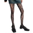 thumbnail image 1 of Women French Style Fishnet Mesh Pantyhose Stockings Aesthetic Elegant Hollowout Flower Patterned Tights Leggings Hosiery White, 1 of 4