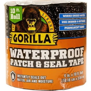 Gorilla 4612502 Waterproof Patch & Seal Tape 4' x 10' Black, 1-Pack