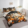 thumbnail image 4 of Manfei 3D Cute Ghost Bedding Comforter Set 7pcs for Teen, Jungle Orange Pumpkin Queen Bedding Sets, Rustic Groovy Flower Reversible Queen Sheet Sets, Ultra Soft Home Decor, 4 of 8