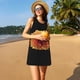 thumbnail image 3 of Easygdp Orange Dalia para Vestido Transpirable de Mujer, Vestido Suelto de Manga Corta con Pliegues y Bolsillos para el Verano, 3 of 7