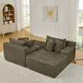 thumbnail image 3 of 83" Oversized Double Chaise Lounge, Compressed Upholstered Sleeper Sofa Bed, Cloud Sectional Couch with Pillows for Living Room, No Assembly Required, Brown, 3 of 10
