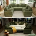 thumbnail image 6 of BedLuxury 110" Sectional Sleeper Sofa with Pull Out Bed, Storage Seat & USB Charging, U Shaped Modern Couch for Living Room, Corduroy Green, 6 of 10