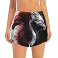 thumbnail image 2 of Yiaed Cool Black And White Dragon Print Women's Running Shorts with Liner 3 Zipper Pockets Elastic Workout Athletic Gym Yoga Shorts-Small, 2 of 7