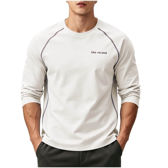 Cmfcve Oversized Shirts for Men Crew Neck Long Sleeve Pullover Athletic Tops Fall Hood-Free Layering Tops