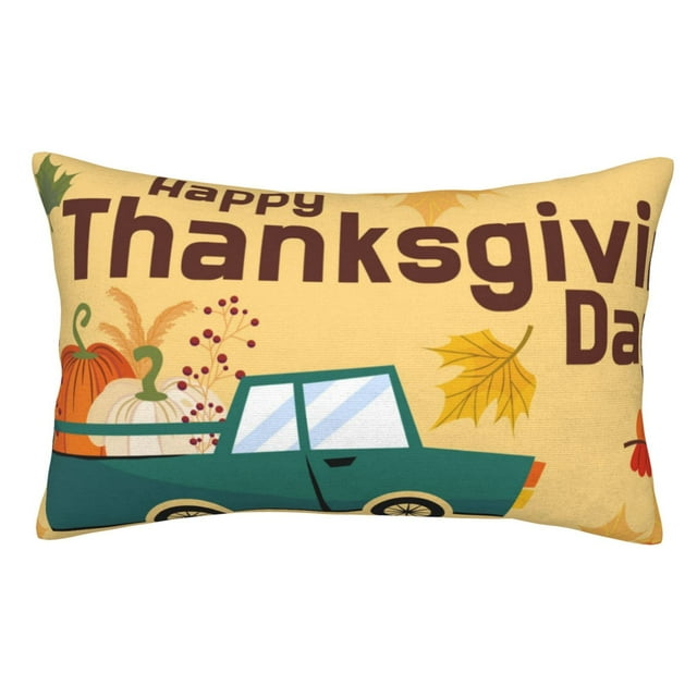 Cauagu Happy Thanksgiving Day Print Pillow Covers with Envelope Closure,1PC Pillow Cases Decorative Pillow Case for Bed & Couch, Pillows Not Included-20"x30"