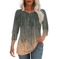 thumbnail image 4 of JTZGDY 3/4 Sleeve Tops for Women Loose Fit Dressy Boho Floral Printed Round Neck Tunic Tshirts Lightweight Comfy Pullover Blouse Fashion Womens Fall T-Shirts Gray S, 4 of 8