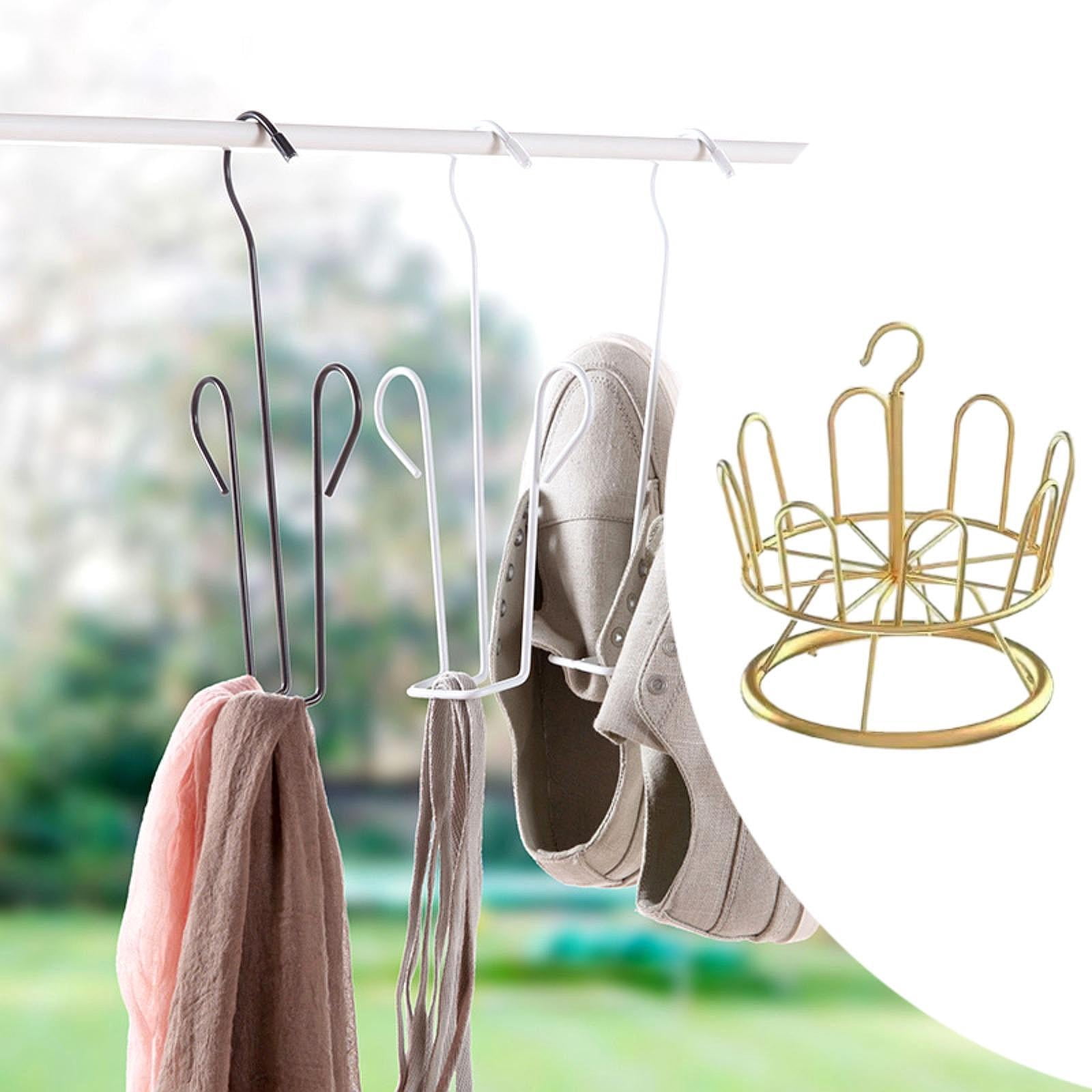 perfk Revolving Shoe Rack Modern Metal Shoe Tree Rack for Apartment Farmhouse Dorm Gold 1 Tier