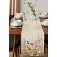 thumbnail image 2 of Vintage Spring Floral Burlap Cotton Table Runner 18x72 Inches Long, Summer Botanical Watercolor Flowers Farmhouse Table Runners, Outdoor Dining Tablecloths Decor for Baby Shower/Party/Wedding, 2 of 6