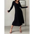 thumbnail image 2 of xiaxaixu Robes d'Automne pour Femmes 2023, Robe Chandail d'Automne et d'Hiver à Manches Longues, Col en V, Tricot Côtelé, Robe Midi de Soirée, 2 of 6