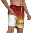 thumbnail image 3 of Balery Red Gold Glitter Mens Swim Trunks Swim Shorts for Men Quick Dry Inseam Beach Shorts with Compression Liner Pocket-Small, 3 of 9