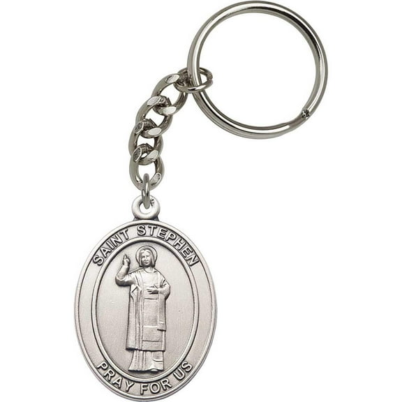 Silver Oxide St. Stephen the Martyr Keychain