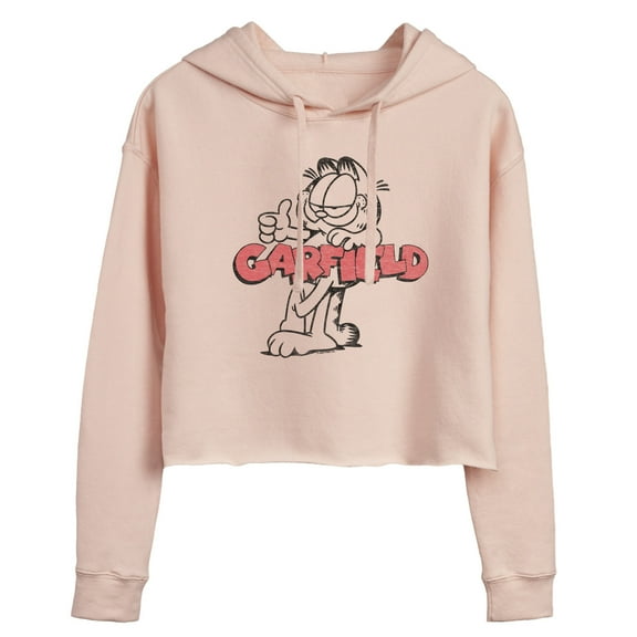 Garfield - Garfield Logo Thumbs Up - Juniors Cropped Pullover Hoodie