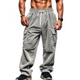 thumbnail image 6 of Men's Corduroy Pants Casual Cargo Pants Elastic Drawstring Waist Sweatpants With Pockets, 6 of 9