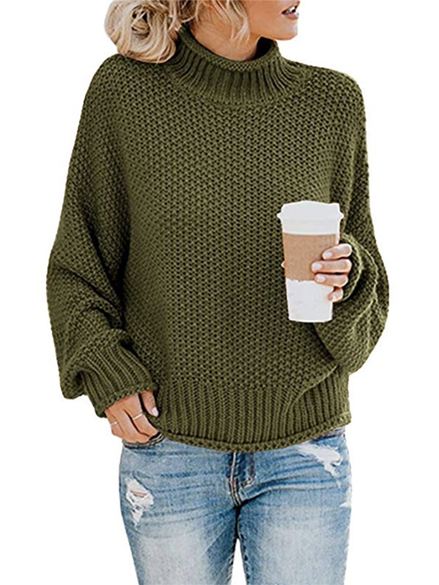 Womens Turtleneck Sweaters Loose Fit 