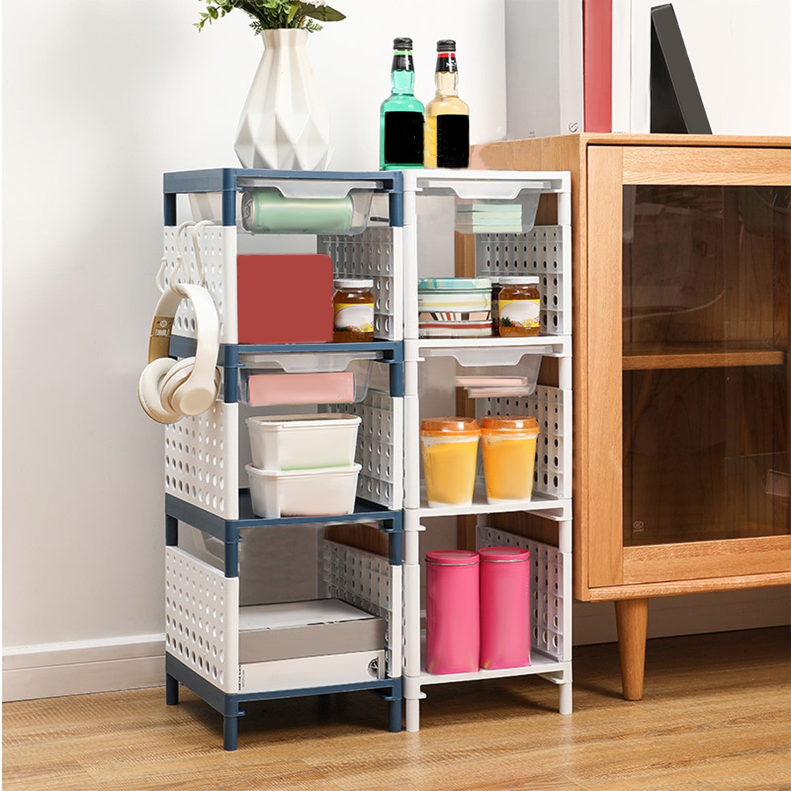 Viadha Storage Cart for Laundry Room Organization, 4 Tier Shelving Unit