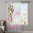 thumbnail image 4 of Grey Pink Giraffe Sheer Curtains 108 Inches Extra Long, Love Heart Spring Floral Botanical Light Filering Curtains, Privacy Drapes Simi Floor to Veiling Curtain for Living Room Window Treatment, 4 of 9